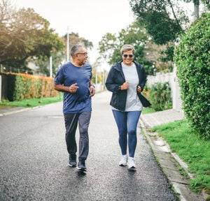 Active older people going for a walk