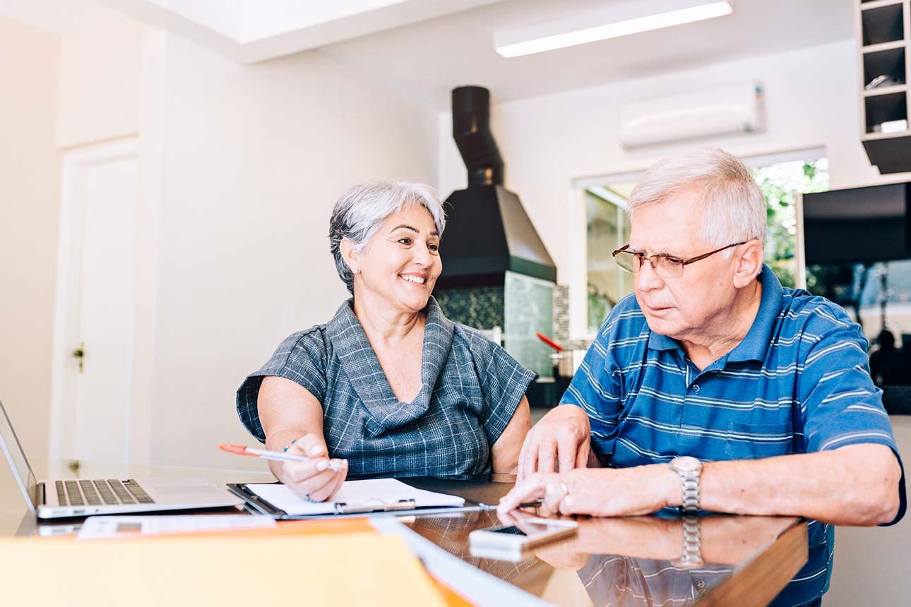 A couple looking at a roth ira in retirement
