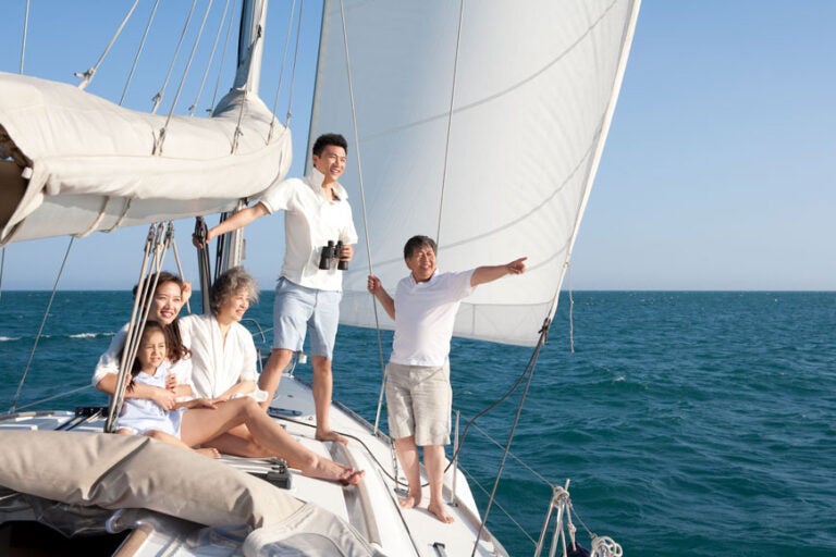 A family on a sailboat who have a life insurance trust